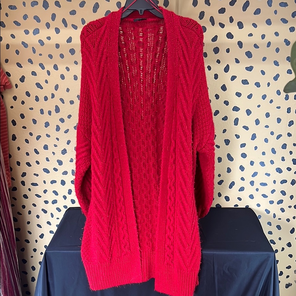 Topshop Cozy Red Cable Knit Sweater